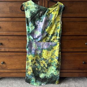 Suzi Chin for Maggy Boutique One Shoulder Dress - Green, Yellow, Purple